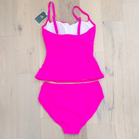 Eomenie Womens Tankini Swim Set Size S Hot Pink Barbiecore Summer Resortwear - Picture 3 of 4